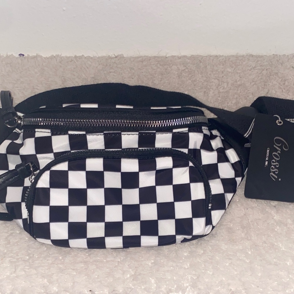 Checkered Black and White Fanny Pack